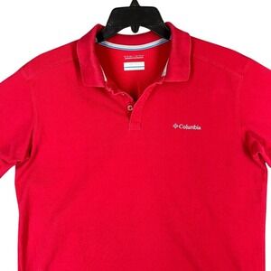 Columbia Omni Wick Performance Polo Shirt MEN XL RED KNIT WICKING COLLAR FISHING